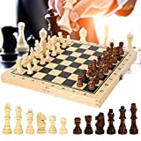 FMOPQ Solid Wood Chess Backgammon Checkers Set Foldablee 3-in-1 Road Set