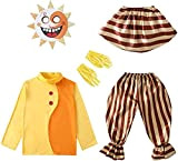 FNAF Clown Costume Cosplay,Gioco Horror Moondrop Sundrop Clown Outfit,Five Nights at Freddy Vestiti da Pagliaccio Halloween Cosplay per Bambini,Giallo,S