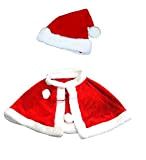 Fontee® Ragazze Natale Rosso Mantello Velluto Mantelle in Costume per Bambini e Cappello Natalizio per Bambini (Lunghezza 41 cm)