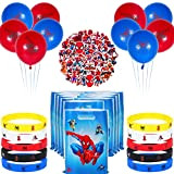 Forhome Spiderman Bomboniere per Feste 80pcs, Spiderman Regalo per Feste di Compleanno per Bambini includere Bracciale, Palloncini, Adesivi Decorazione, Sacchetti ...