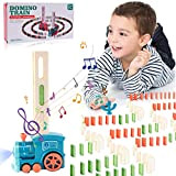 FORMIZON Treno del Domino, Domino Electric Train con 100 Pezzi Domino, Blocchi Domino Blocks Treno Elettrico con Luci e Musica, ...