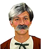 Forum Novelties Gepetto Wig and Moustache Kit, Grey