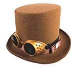 Forum Novelties Steampunk Brown Top Hat with Gold Goggles