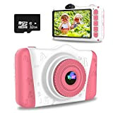 Fotocamera per Bambini, WOWGO 3,5'' Macchina Fotografica Digitale Ricaricabile Videocamera con 12 Megapixel, 1080P HD/Dual Lens/scheda TF da 32 GB