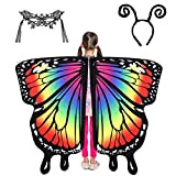 FRCOLOR Costume da ali di farfalla per ragazze con scialle di ali di fata con maschera, fascia antenne con mantello ...