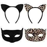 FRCOLOR Set di orecchie di gatto nero con orecchie di gatto con maschera e orecchie di gatto per Halloween, set ...