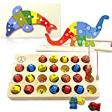 French Way Giochi Educativi Montessori in Legno 3 in 1 – Gioco di Pesca Magnetico e 2 Grandi Puzzle 3D ...