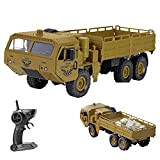 FXQIN Camion Militare RC Veicolo Militare Giocattolo per Bambini e Adulti 1:16 6WD Modello di Camion Militare Auto Giocattolo Telecomandata ...