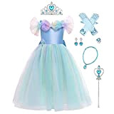 FYMNSI, costume da cenerentola, per bambine, vestito da principessa, carnevale, cosplay, spalle scoperte, farfalla, tulle, feste di compleanno, per 5-12 ...