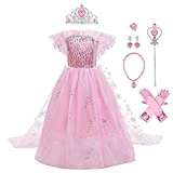 FYMNSI - Costume da Elsa da principessa con paillettes, in tulle e tulle con accessori per bambini, per Halloween, compleanno, ...
