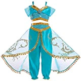 FYMNSI Vestito Jasmine Costume Bambina Carnevale Cosplay Ragazze Arabo Aladdin Principessa Vestire Festa di Compleanno Halloween Abiti Danza Top Pantaloni ...