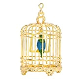 Gabbia per uccelli in miniatura, decorazione per gabbia per uccelli in metallo leggero per casa delle bambole 1/6(Oro)