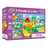 Galt Toys, 4 puzzle in una scatola - Animali, Puzzle animale per bambini, età 18 mesi più
