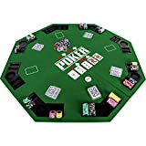 Games Planet Piano da Poker - Pieghevole, Ottagonale, 120x120 cm, 8 Giocatori, in MDF, Portabicchieri, Vassoio, Portatile, Borsa per Trasporto, ...