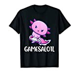 Gamesalotl Axolotl Cute Playing Video Game Maglietta