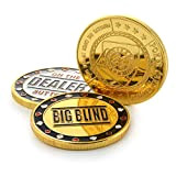 Ganzoo Set di bottoni da poker in custodia (monete in metallo), 1 bottone Dealer Button, 1 piccolo cieco, 1 grande ...