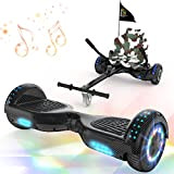 GeekMe Hoverboards con Hoverkart 6.5 Pollici Scooter Auto bilanciamento Sicurezza LED e Altoparlante Bluetooth, Regalo per Bambini e Adulti…