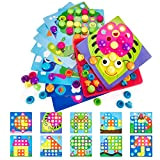 Geekper Gioco Bambino 2 3 4 Anni, 10 Carte e 58 Pulsanti Gioco di Abbinamento Colorato Mosaico Unghie Giocattolo 3D ...