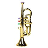 Geieold Tromba 3 Toni 3 Tasti Colorati Simulazione Giocare Mini Strumenti Musicali per Bambini Festa di Compleanno Giocattolo Oro