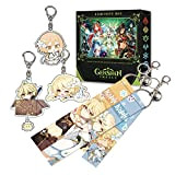 Genshin lmpact Gift Set 5Pcs，Cute Acrylic Keychain Mondstadt All game characters Key Ring Game Fans Gift (Aether Lumine)