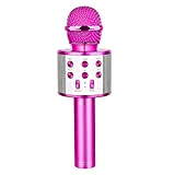 GeschenPark Bluetooth Microfono Karaoke per Bambini, Giocattolo Regalo Bambina 4-10 Anni Giocattoli Bambina 5-12 Anni Microfono Wireless Regali Natale Bambini ...