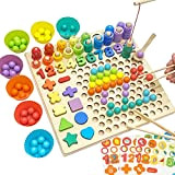 Giocattoli Montessori, Giocattoli per Età 3+, 13 in 1 Giocattolo di Legno Puzzle di Legno Set di Giochi di Pesca ...