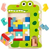Giocattoli Tetris Multifunzionali in Legno, Giocattolo Puzzle Tangram in Legno Montessori, Blocchi Modello 3-in-1 Rompicapi Gioco, Attività da Tavolo 3D ...