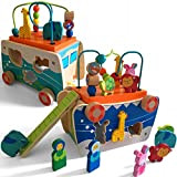 Giocattolo in legno a forma di arca di Noahs e tirare lungo Playset con animali-giochi – Grande giocattolo educativo per ...