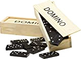 Gioco Domino con Scatola in Legno Set 28 Tessere Educativo per Bambini Adulti nero