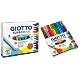 "Giotto 455000 Pennarelli Turbo Maxi Punta Larga, 5 Mm, Conf. Da 24 Tonalita' Di Colori & Giotto Turbo Color Pennarelli ...