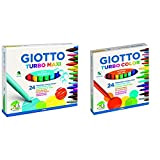 "Giotto 455000 Pennarelli Turbo Maxi Punta Larga, 5 Mm, Conf. Da 24 Tonalita' Di Colori & Giotto, 24 Pennarelli Giotto ...