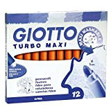 Giotto 456005 Pennarelli Turbo, Maxi Punta Larga, 1-3 mm, Confezione 12, Arancione