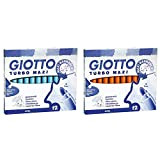 Giotto 456028 Pennarelli Turbo, Maxi Punta Larga, 1-3 mm, Confezione 12, Azzurro & 456005 Pennarelli Turbo, Maxi Punta Larga, 1-3 ...