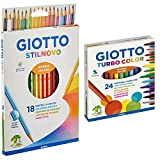 Giotto- Stilnovo pz, 18 unità (Confezione da 1), 27820000 & TURBO COLOR Ast. 24 pennarelli