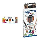 Giotto Stilnovo - Set Con 50 Lápices Y 1 Sacapuntas, Multicolor & Stilnovo Skintones, Astuccio 12 Pastelli, Tonalità Della Pelle