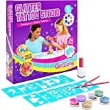 GirlZone Regalo Ragazza - Glitter Tattoo Studio, Set Tatuaggi Glitter Bambina - Set 33 Pezzi con Glitter per Tatoo, Stencil, ...