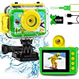 GKTZ Fotocamera Impermeabile per Bambini-180 Girevole 1080P HD Fotocamera Digitale per Bambini Fotocamera Subacquea con Scheda SD da 32GB, Regalo ...