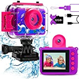 GKTZ Regalo per ragazze dai 3 ai 14 anni, fotocamera impermeabile per bambini, videocamera digitale con scheda da 32 GB, ...