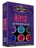 GlitZGlam Kit Tatuaggi Glitterato: New 6 Glitter Grandi & 12 Stencil Riutilizzabili. Tatuaggi Temporanei per Bambini, Adolescenti & Adulti