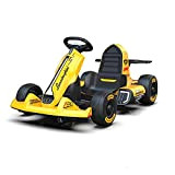 Gmjay Kart Elettrico, Ride On Go Kart con Luci Lampeggianti, Powered Ride Games Activity Racing Scooter per Bambini,Yellow