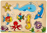 Goki - Puzzle a incastro con 8 animali, motivo: il mondo sottomarino