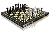 GOLDEN & SILVER STAUNTON 40cm / 16in Staunton in plastica metallizzata n ° 5 set di scacchi, scacchiera in legno, ...