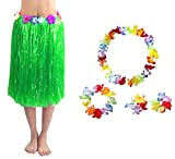 Gonna Hawaiana Hawaii Collana Corona bracciali Moana Vaiana Carnevale 60cm Verde Idea Regalo Natale Compleanno Festa