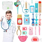 Goodun Valigetta Dottore Bambini, Kit Legno Medico Giocattolo da 32 Pezzi con Stetoscopio, Dottore Gioco Bambini con Custodia per Il ...