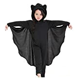 GREAHWD Pipistrello Vampiro Costume per bambino, Carnevale Costumi Halloween Cosplay mantello tuta (Small, Black)