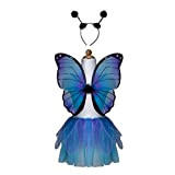 Great Pretenders 41585, Tutù farfalla mezzanotte con ali e HB, taglia 4-6, blu