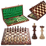 Great SENATOR 41 cm x 41 cm / 16 "Set di scacchi in legno. Ornamenti bruciati su scacchiera e scacchiere.