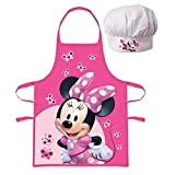 Grembiule con cappellino di Disney Minnie, costume da cucina per bambino, 3-8 anni, rosa