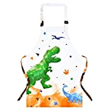 Grembiule da Cucina per Bambini Dinosauro - Grembiuli Impermeabili con Tracolla e Tasca Regolabili Grembiuli da Cuoco per Ragazzi XS ...
