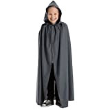 (Grey) - Charlie Crow Grey Cloak or cape with hood for Kids 8-10 years